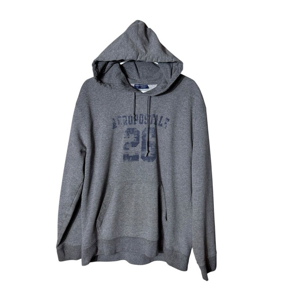Vintage Y2K Aeropostale Hoodie Jacket Large Spell Out Logo Grey Streetwear Comfy